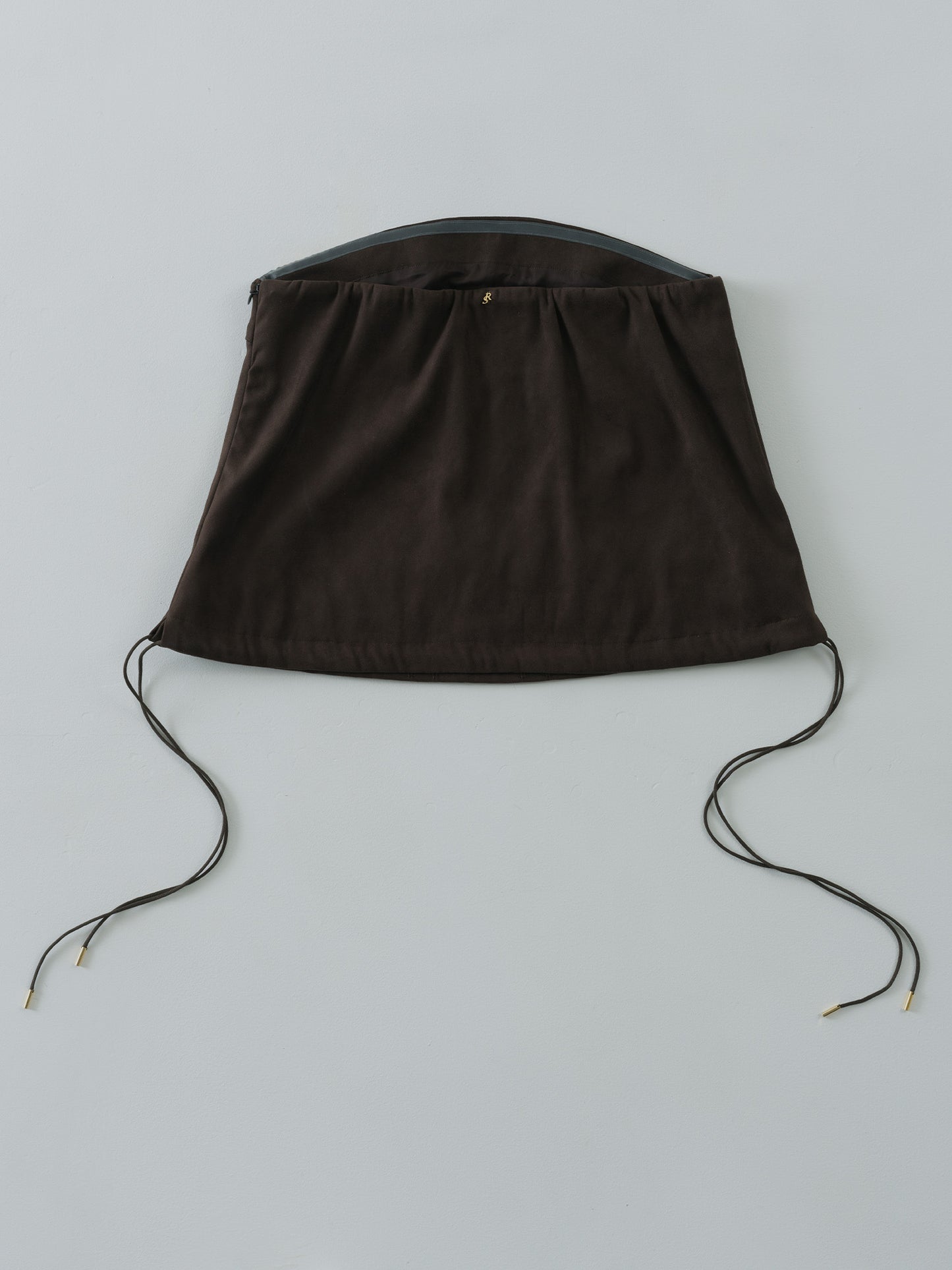suede balloon bustier-BROWN