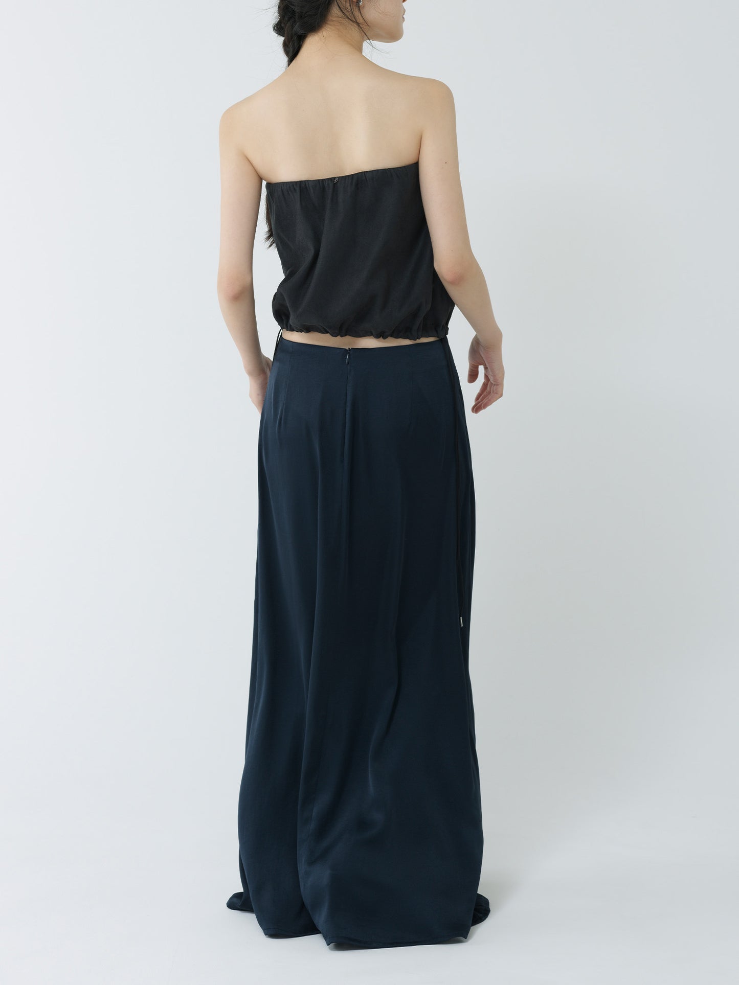 suede balloon bustier-NAVY