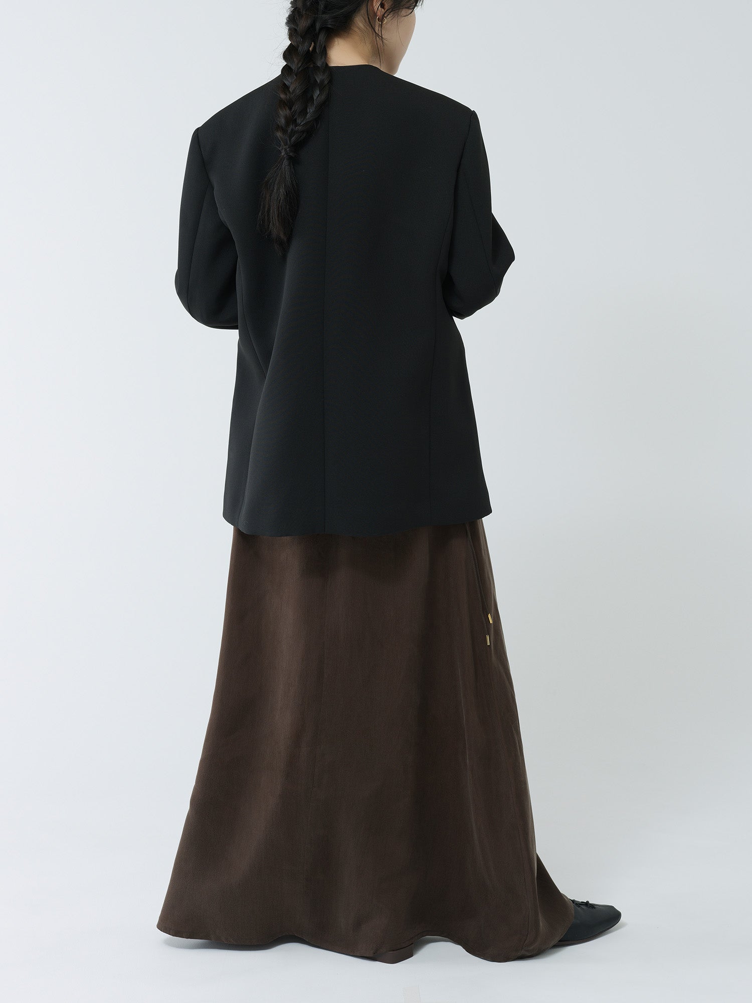 RAW STUDIO - satin ankle-length skirt-BROWN