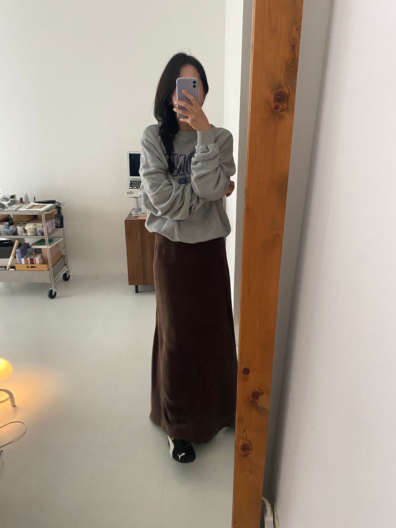 スカート RAWSTUDIO SATIN ANKLE-LENGTH SKIRT RAW STUDIO - satin ankle-length skirt-BROWN
