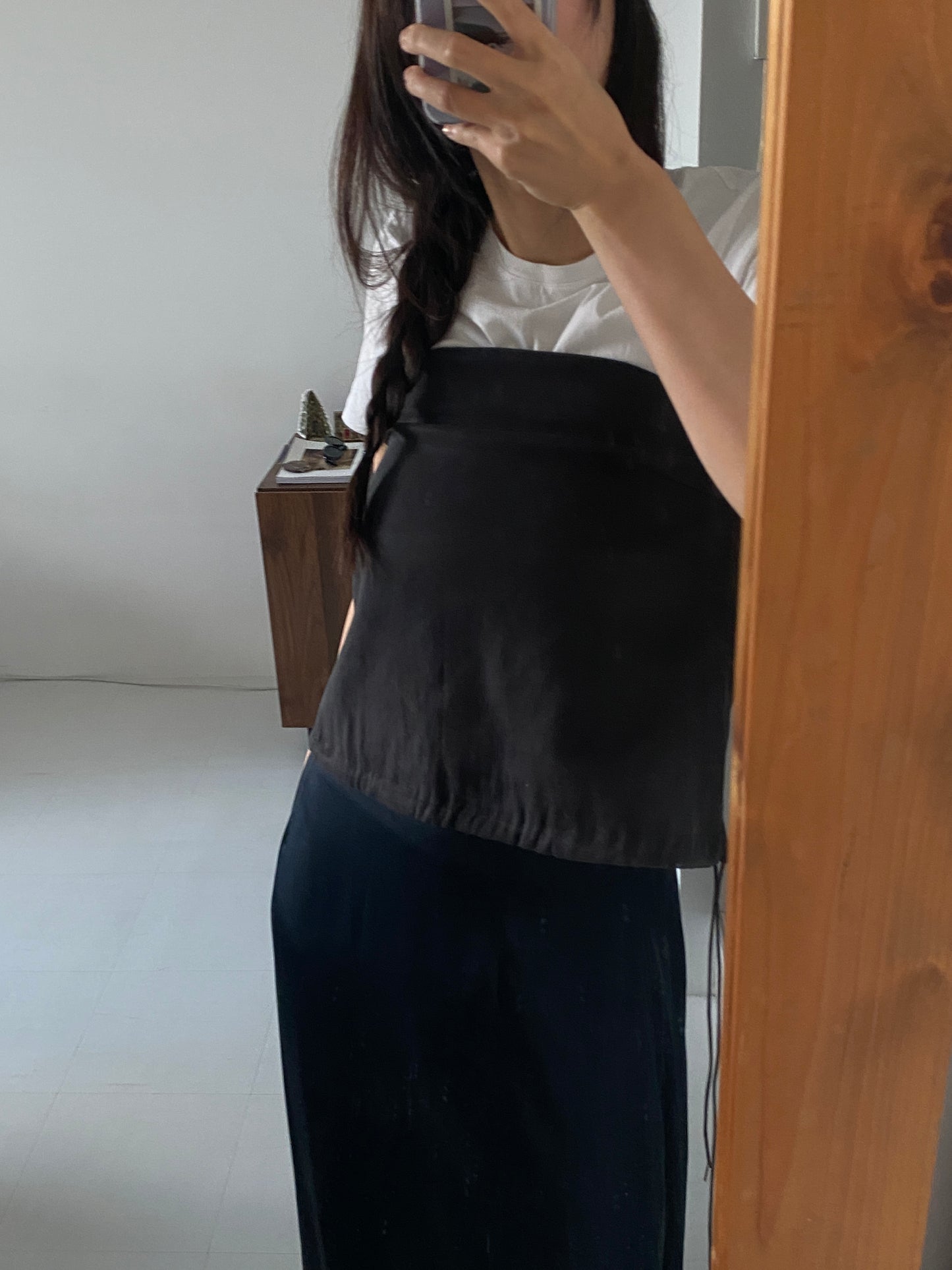 suede balloon bustier-NAVY