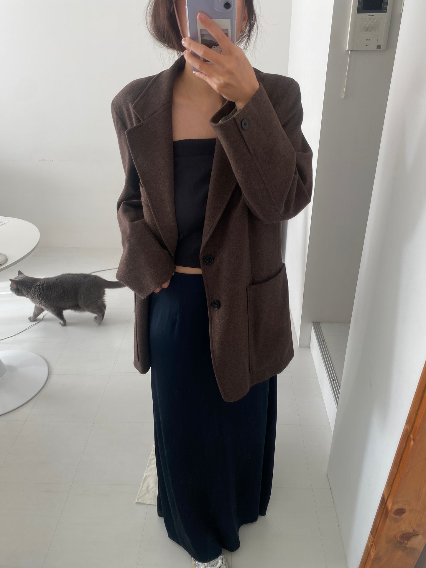 suede balloon bustier-NAVY