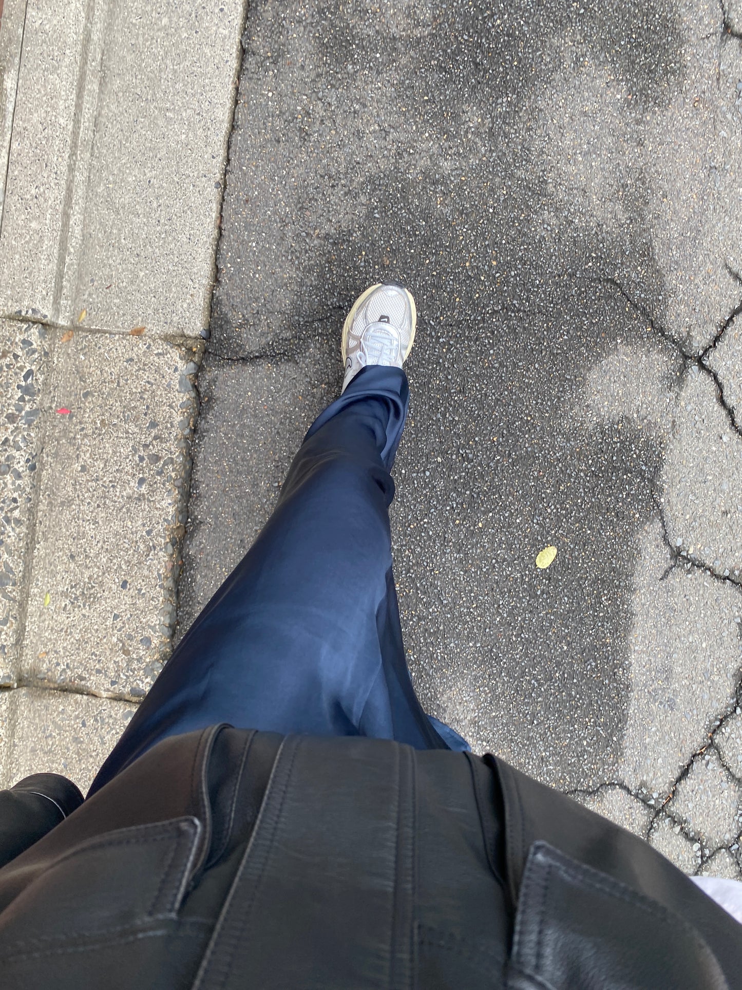 satin ankle-length skirt-NAVY