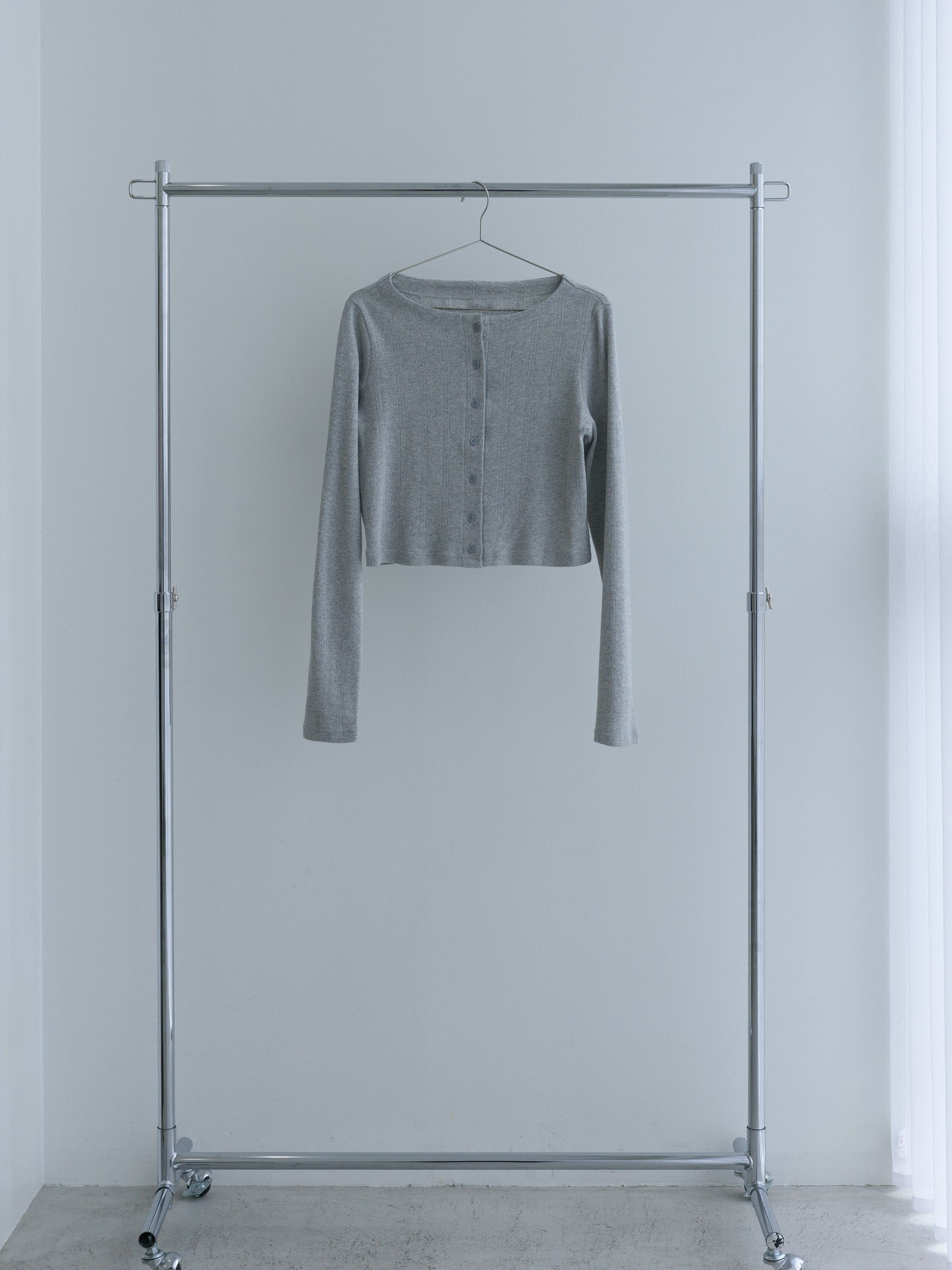 【Pre-order】Eyelet Cotton Cardigan -Gray-