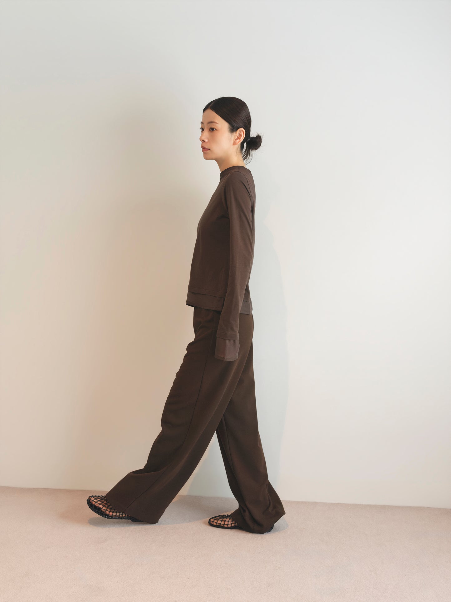 Quiet Sheer Top -Brown-