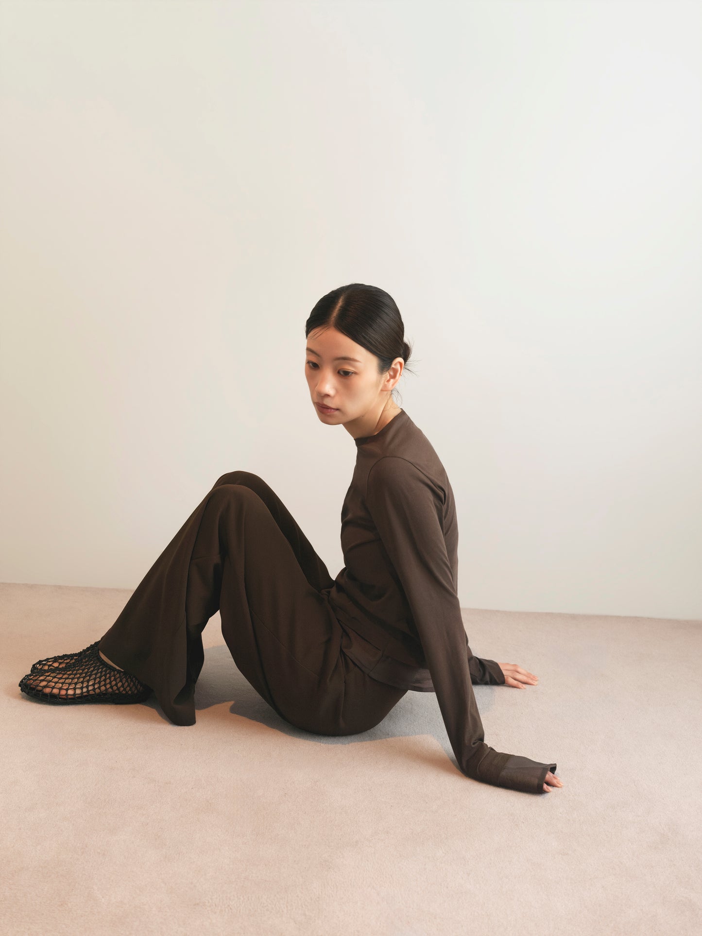 Quiet Sheer Top -Brown-