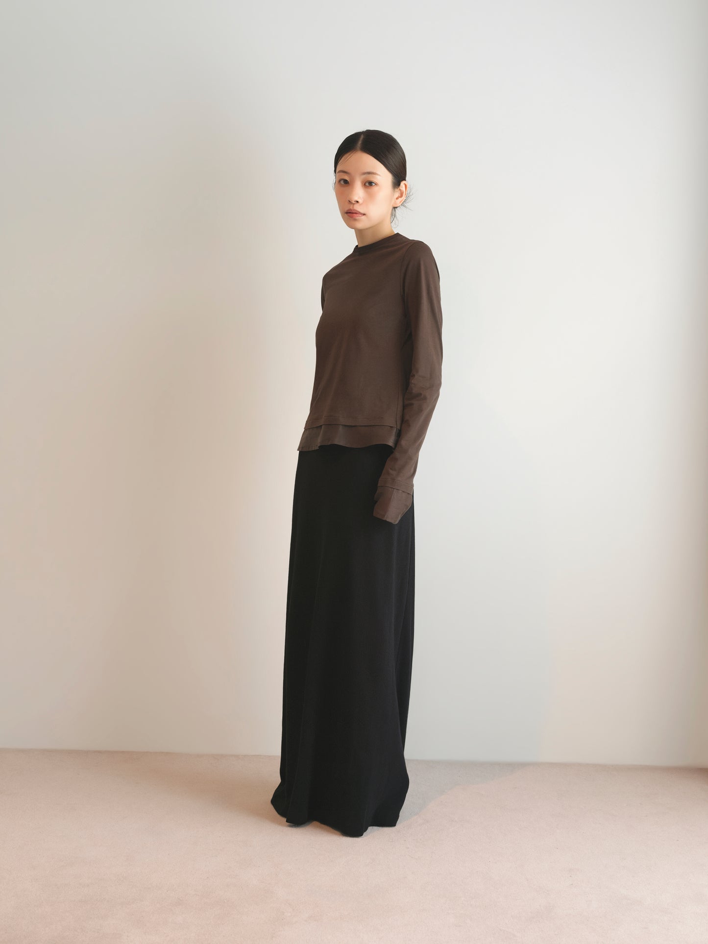 Eyelet Cotton I-Line Skirt-Black-