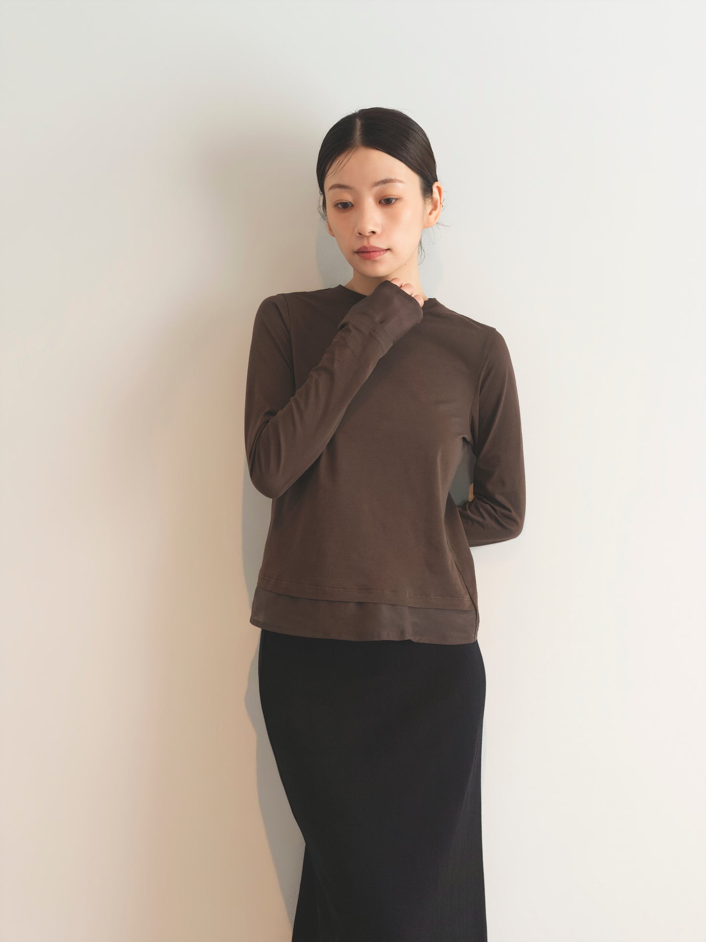 Quiet Sheer Top -Brown-
