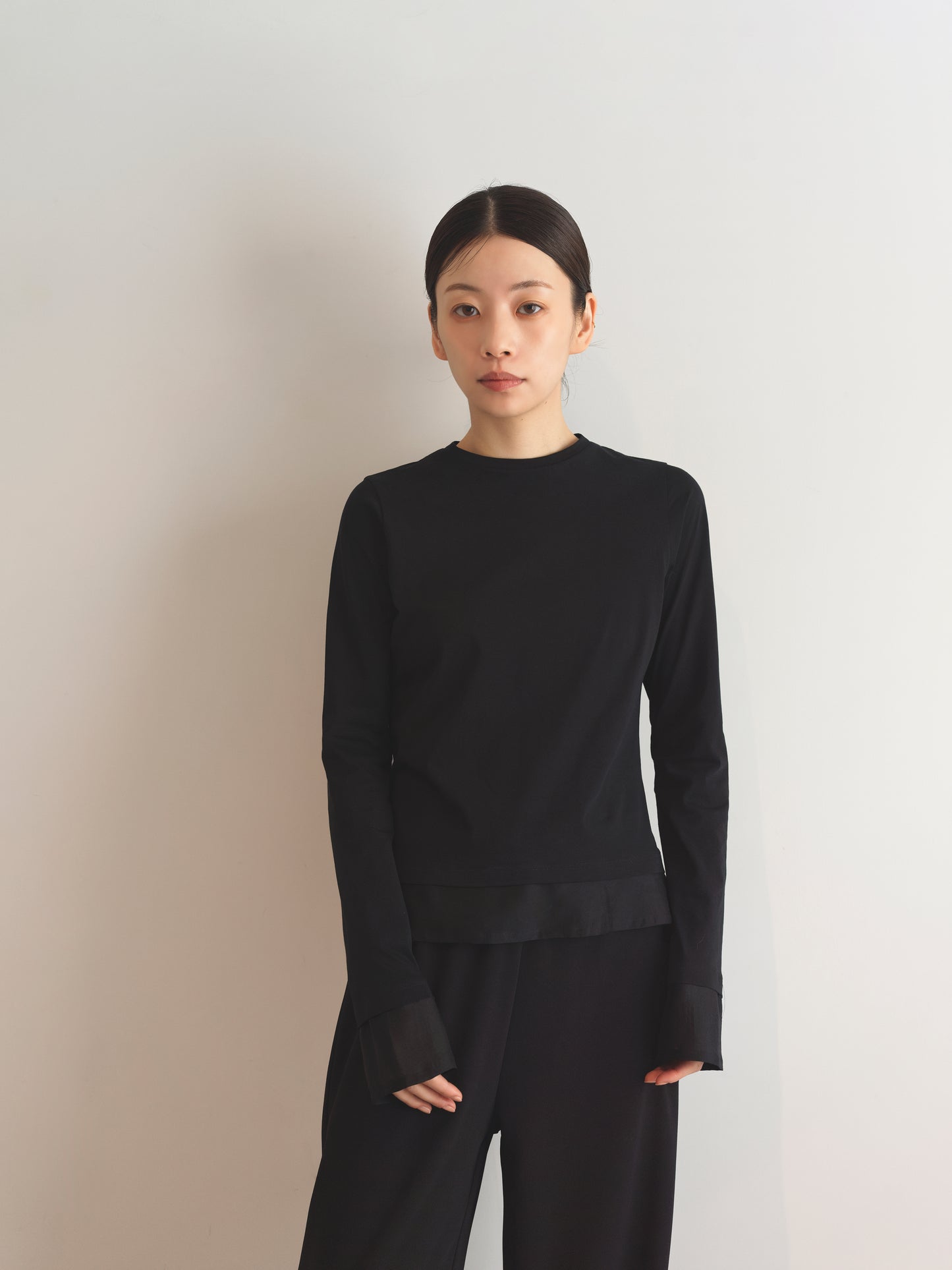 Quiet Sheer Top -Black-