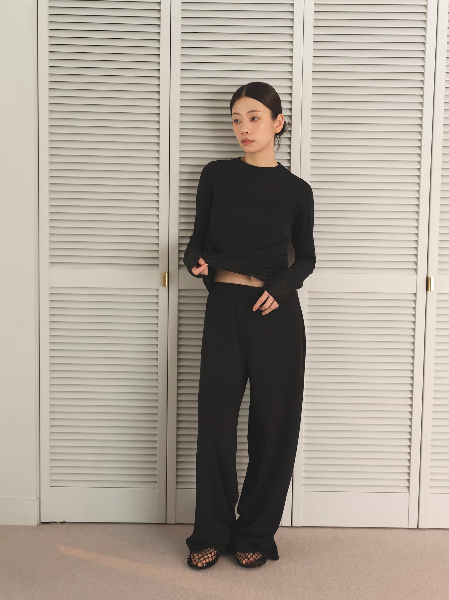 Quiet Sheer Top -Black-