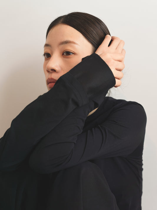 Quiet Sheer Top -Black-