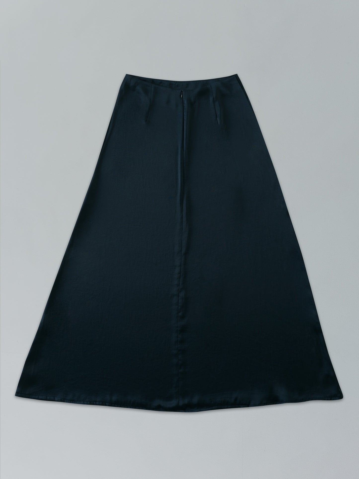 satin ankle-length skirt-NAVY