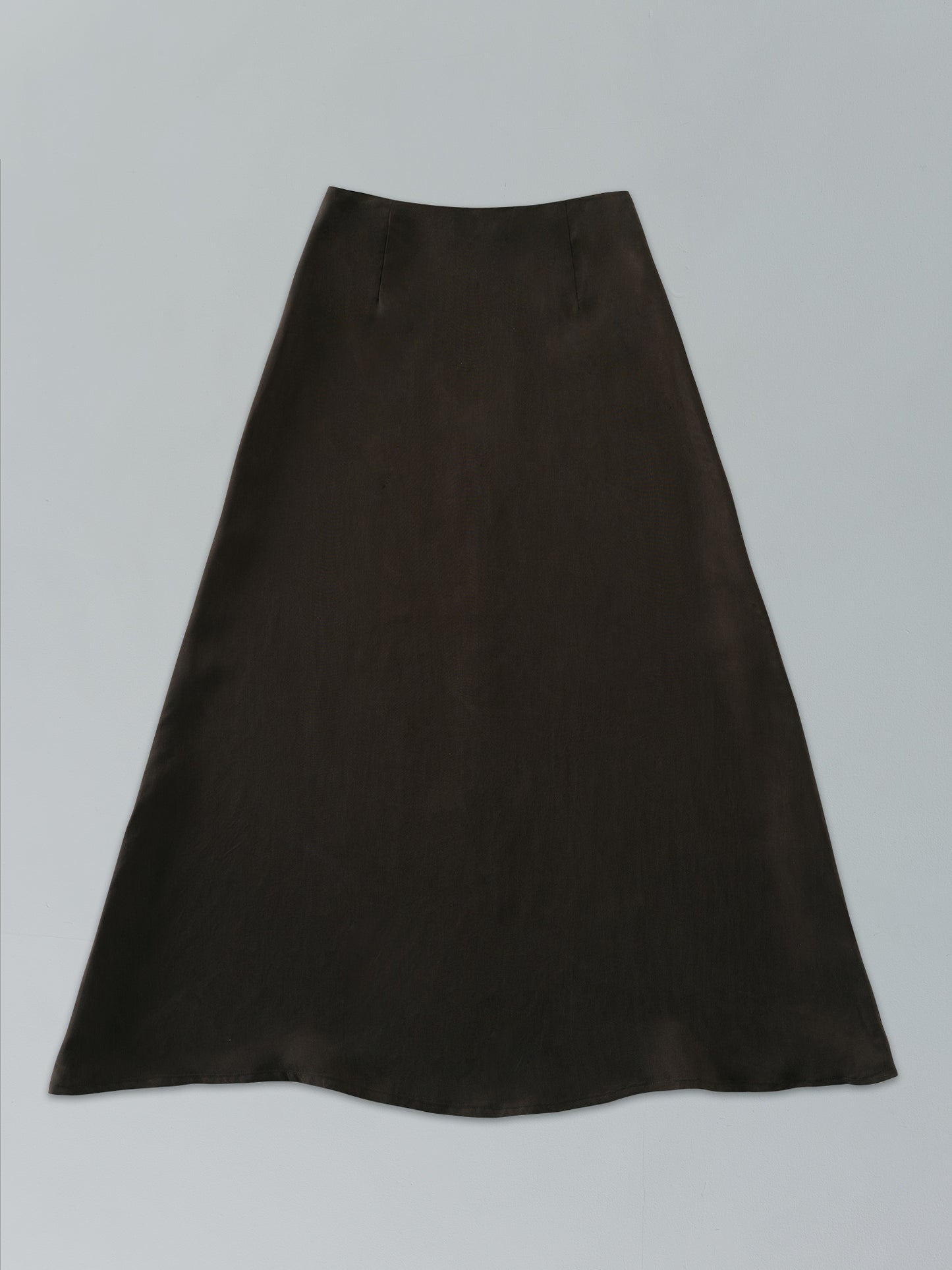 satin ankle-length skirt-BROWN