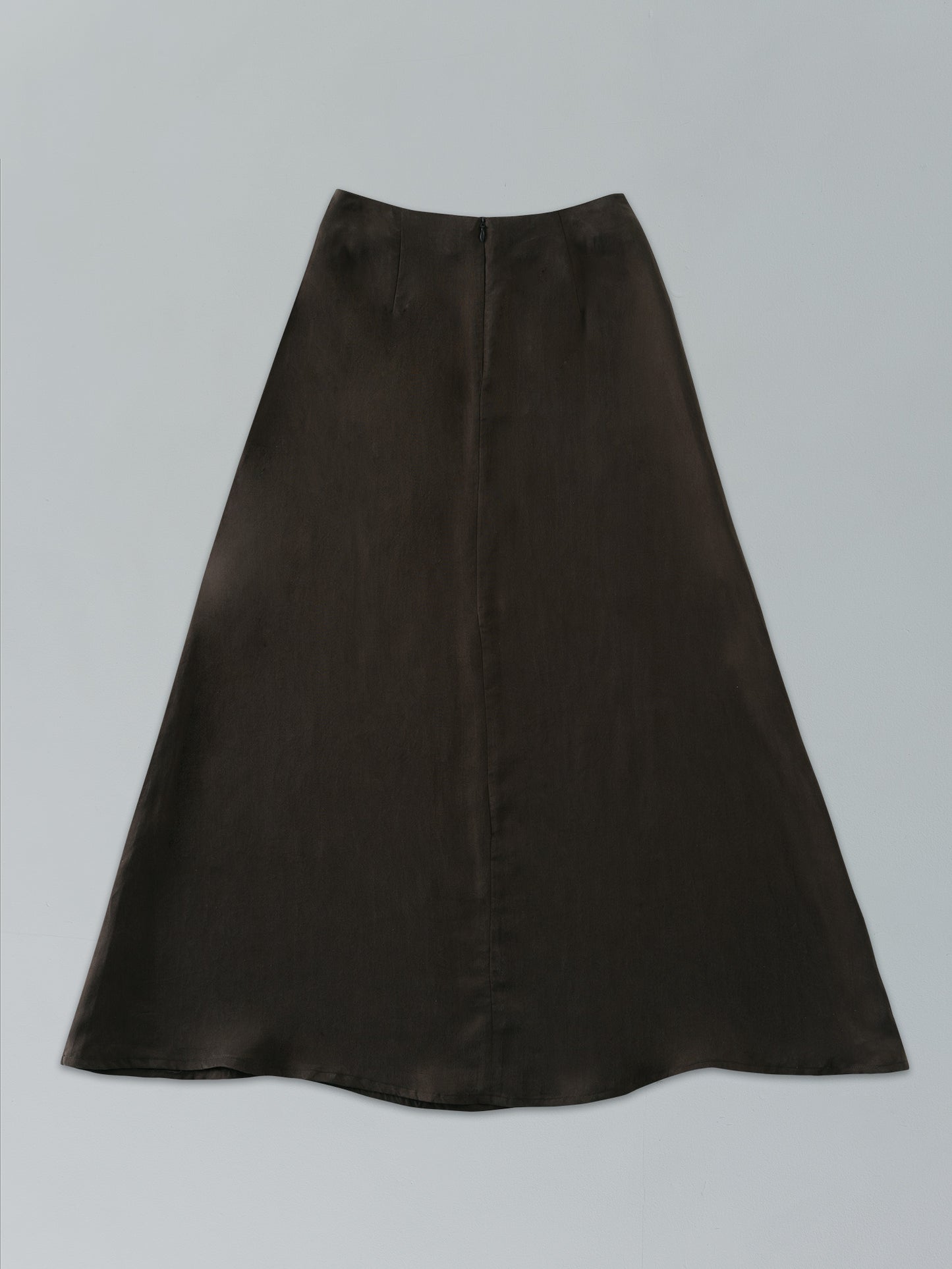 satin ankle-length skirt-BROWN