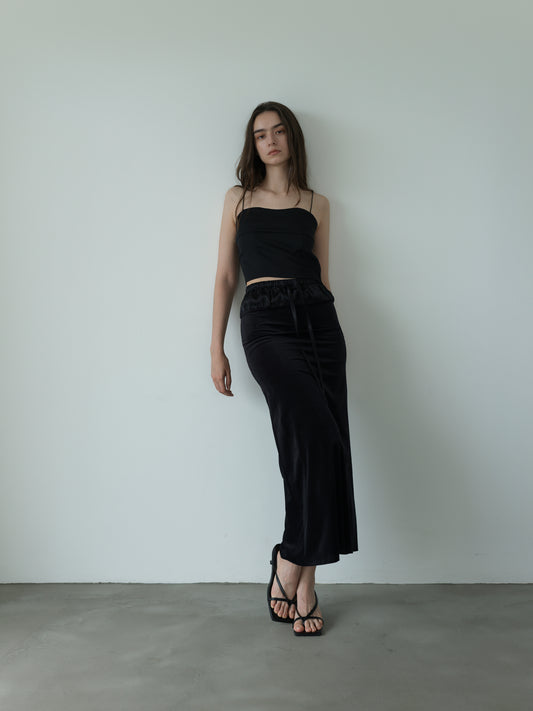 sheer velours skirt -black-