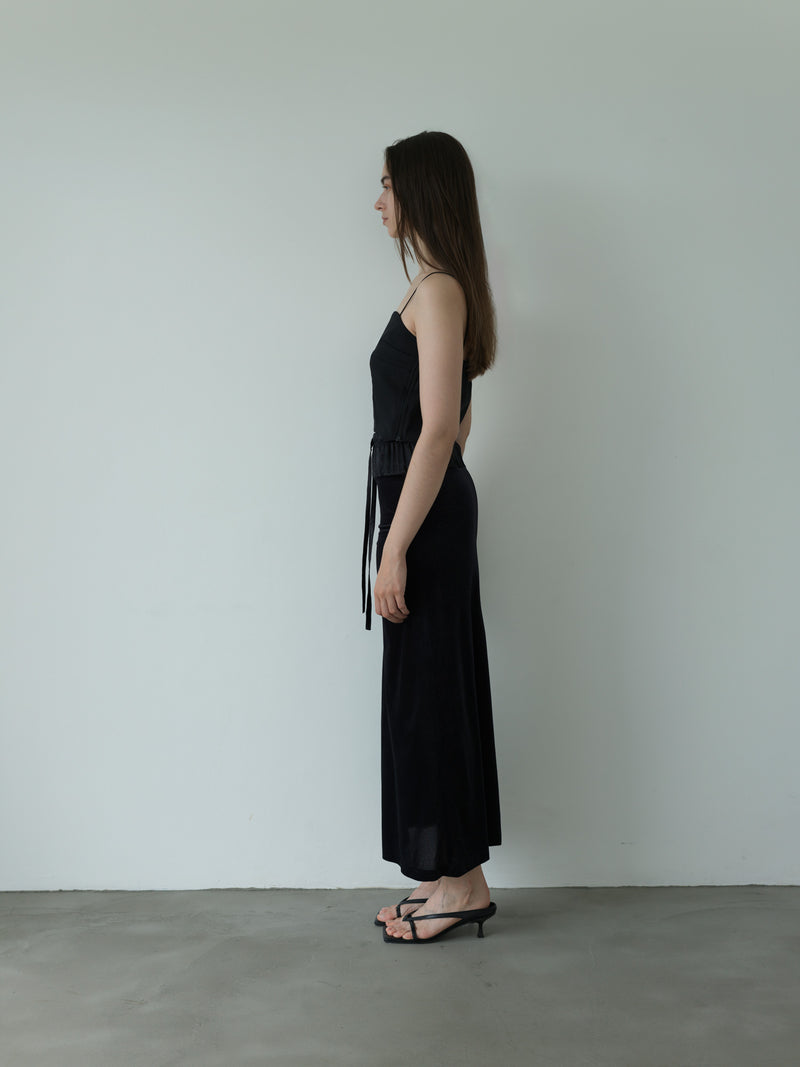 sheer velours skirt -black-
