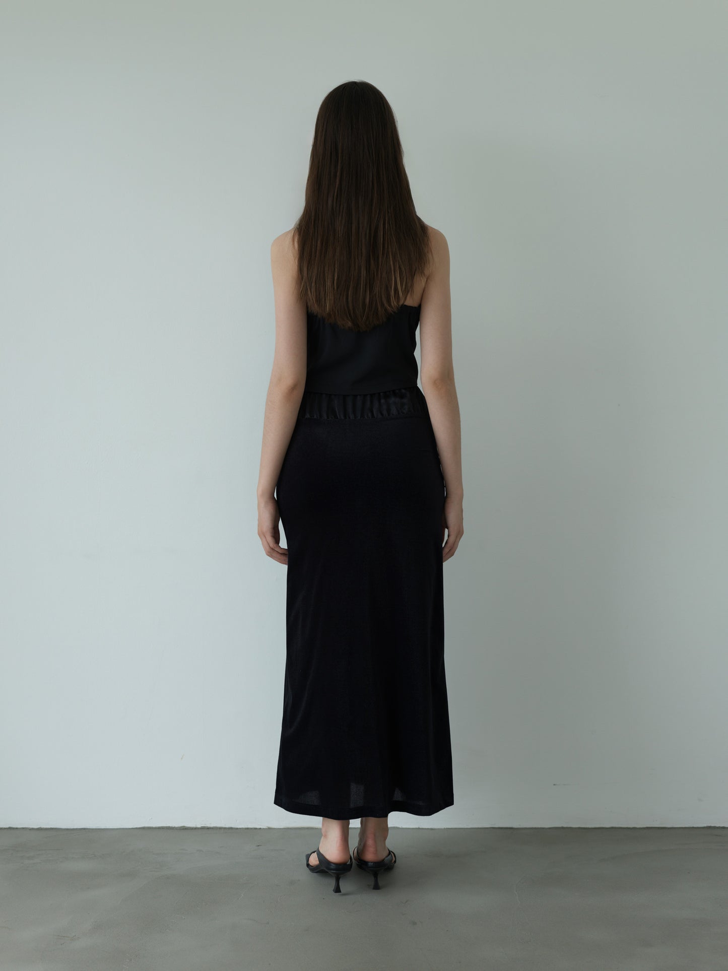 sheer velours skirt -black-