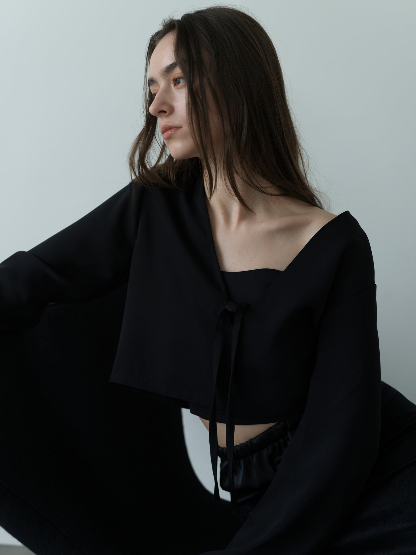 2way vareuse blouse -black-