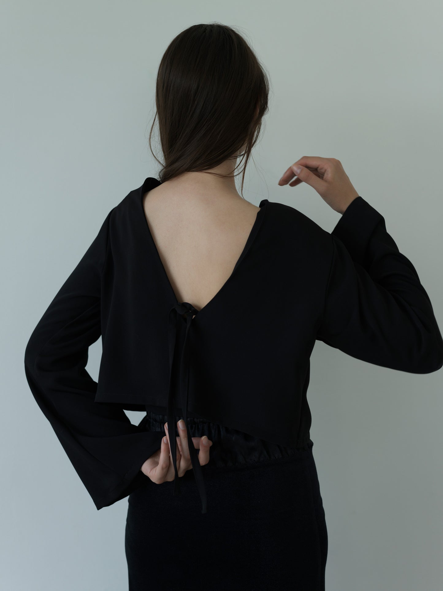 2way vareuse blouse -black-