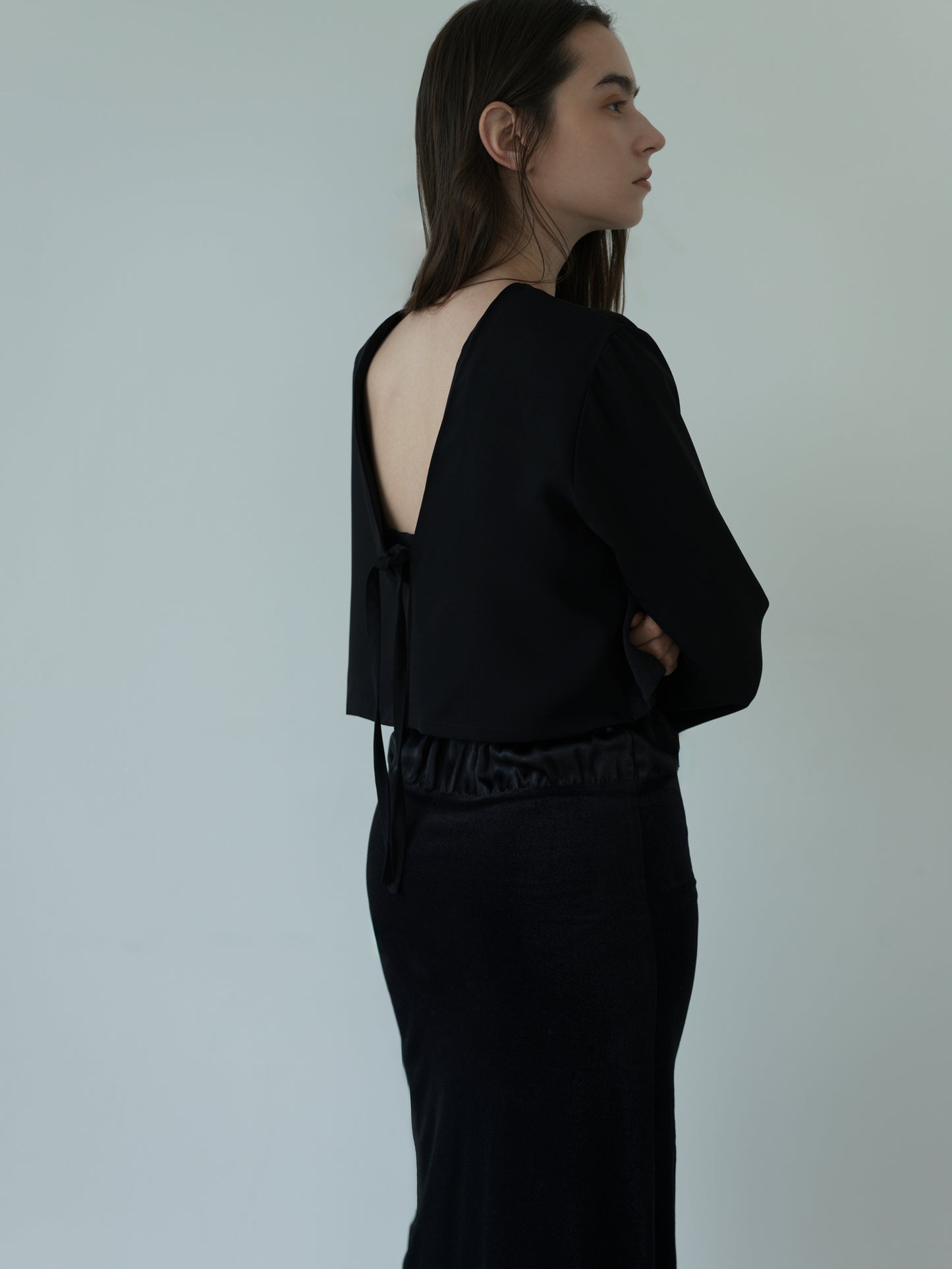 2way vareuse blouse -black-