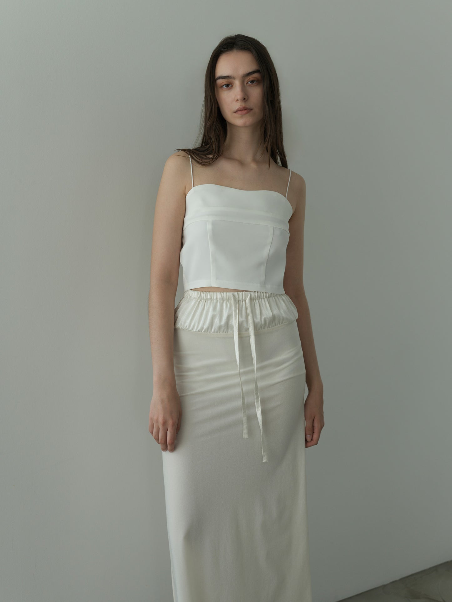sheer velours skirt -white-