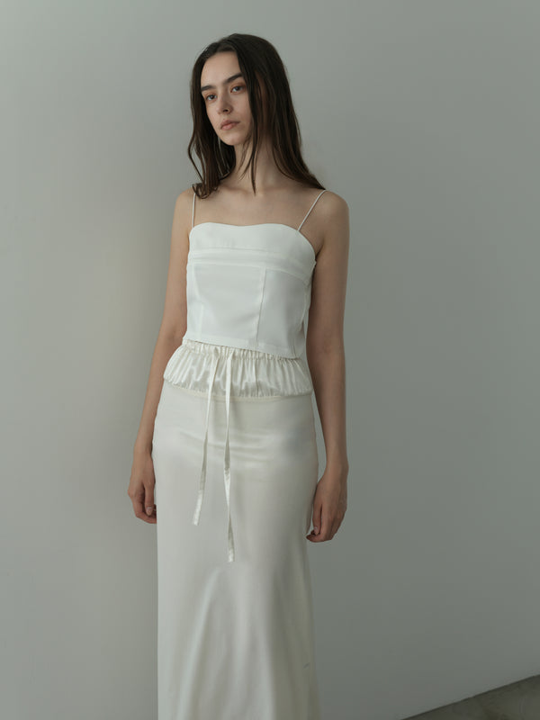 sheer velours skirt -white-