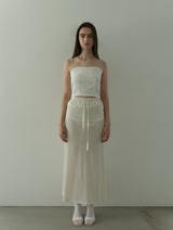sheer velours skirt -white-