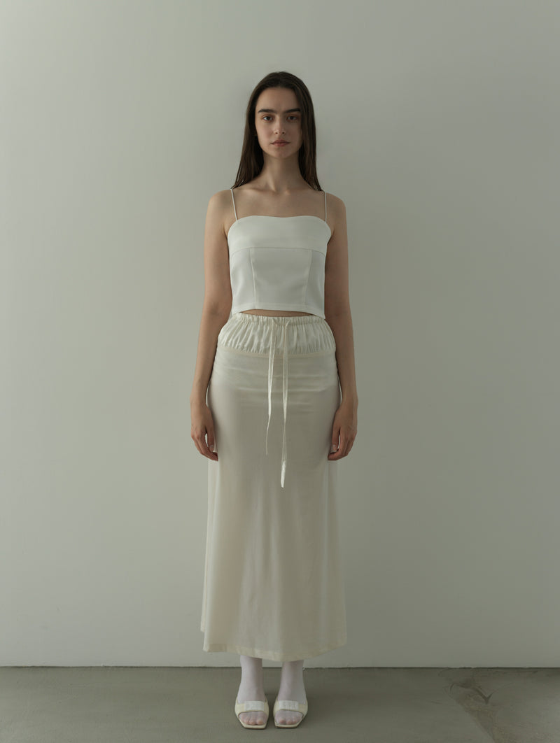sheer velours skirt -white-