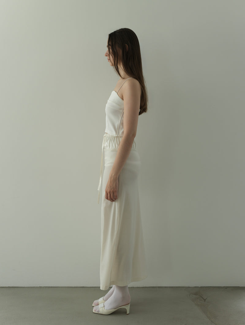 sheer velours skirt -white-