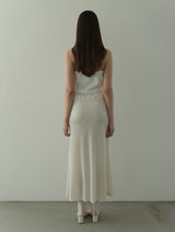 sheer velours skirt -white-